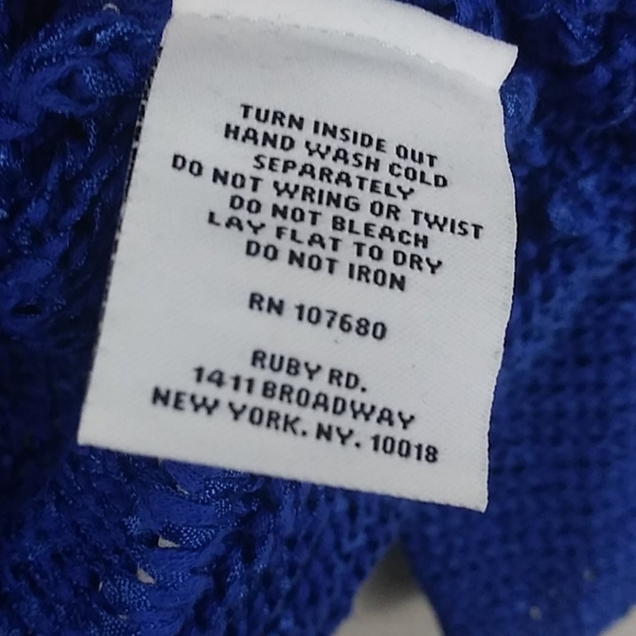 RUBY Rd. Petite Blue Beaded Embellished Scoop Neck Long Sleeve Knit Sweater - Picture 5 of 8